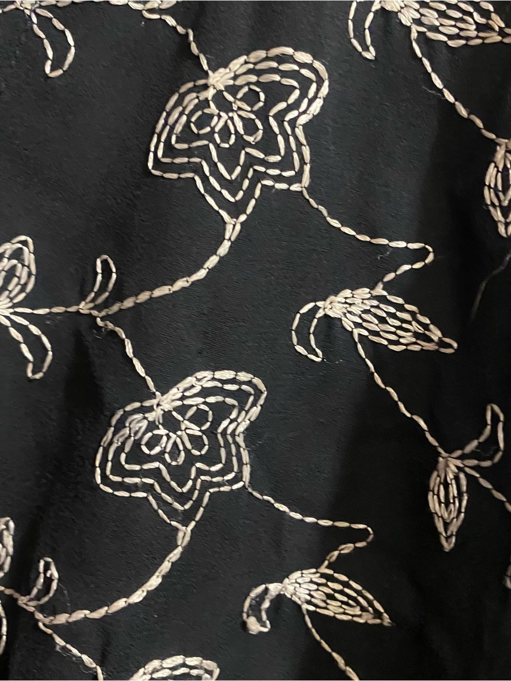 Vintage Next Era Womens L Large Blouse Button Up Black Embroidered White Floral - Picture 5 of 10